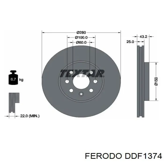 DDF1374 Ferodo disco de freno delantero