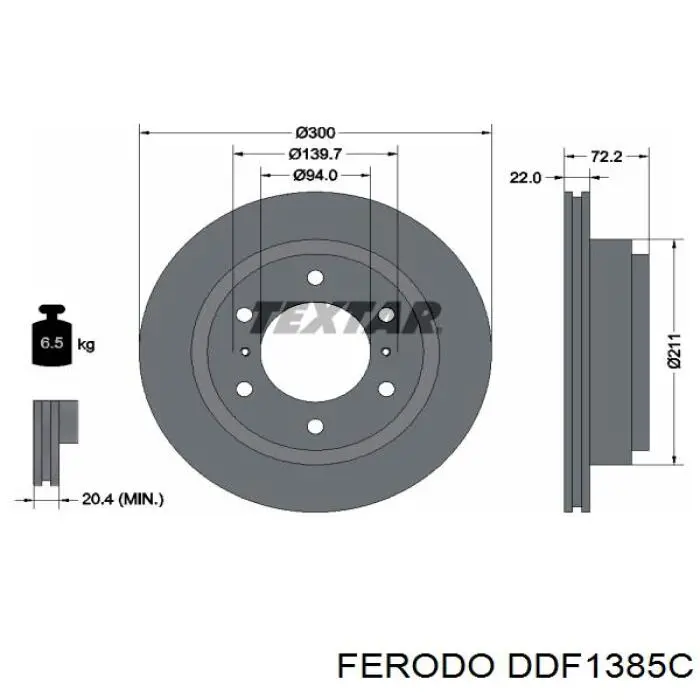 DDF1385C Ferodo disco de freno trasero