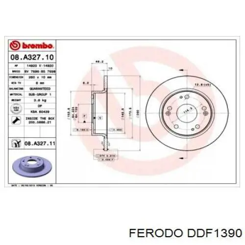 DDF1390 Ferodo Freno de disco trasero