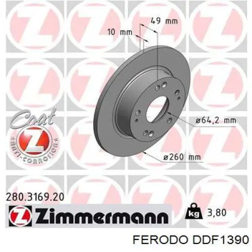 Comprar DDF1390 Ferodo Disco de freno trasero