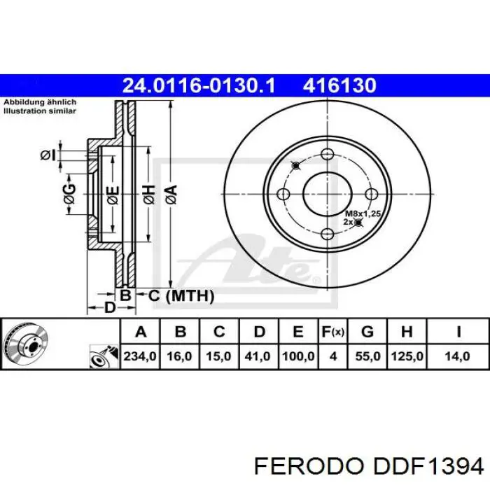 DDF1394 Ferodo disco de freno delantero