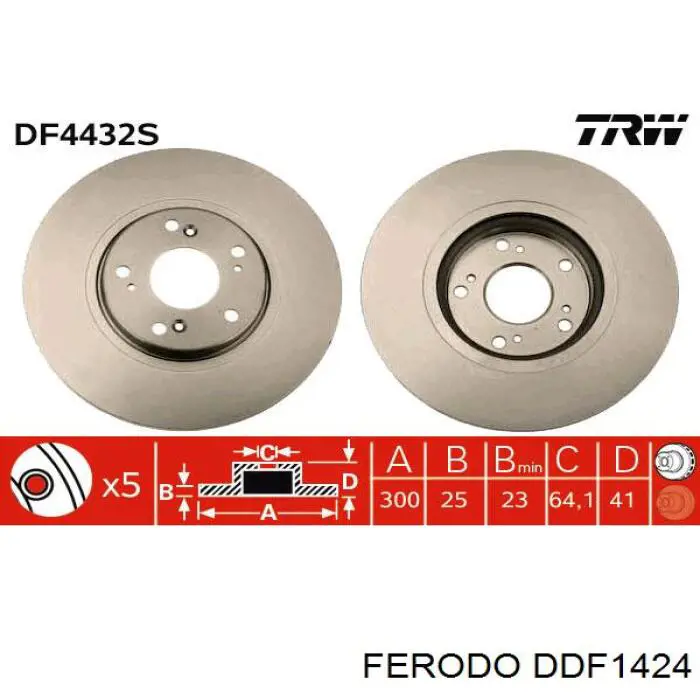 DDF1424 Ferodo disco de freno delantero