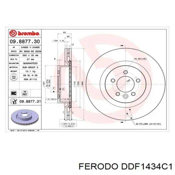 Comprar DDF1434C1 Ferodo Freno de disco delantero