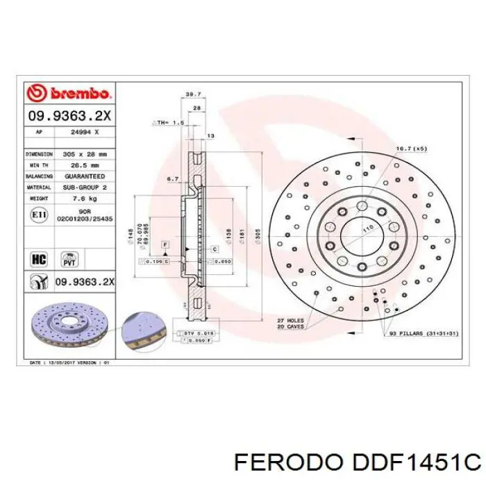 DDF1451C Ferodo Discos