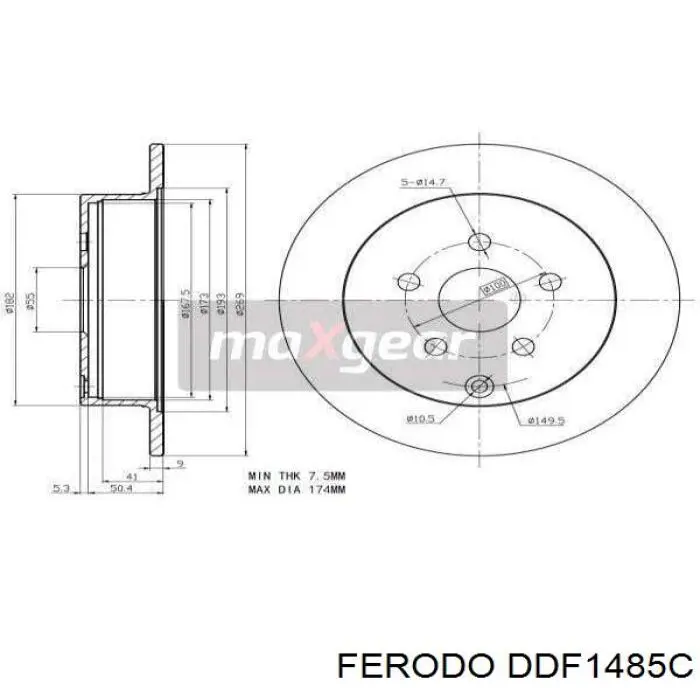 Disco de freno trasero Toyota Prius NHW20