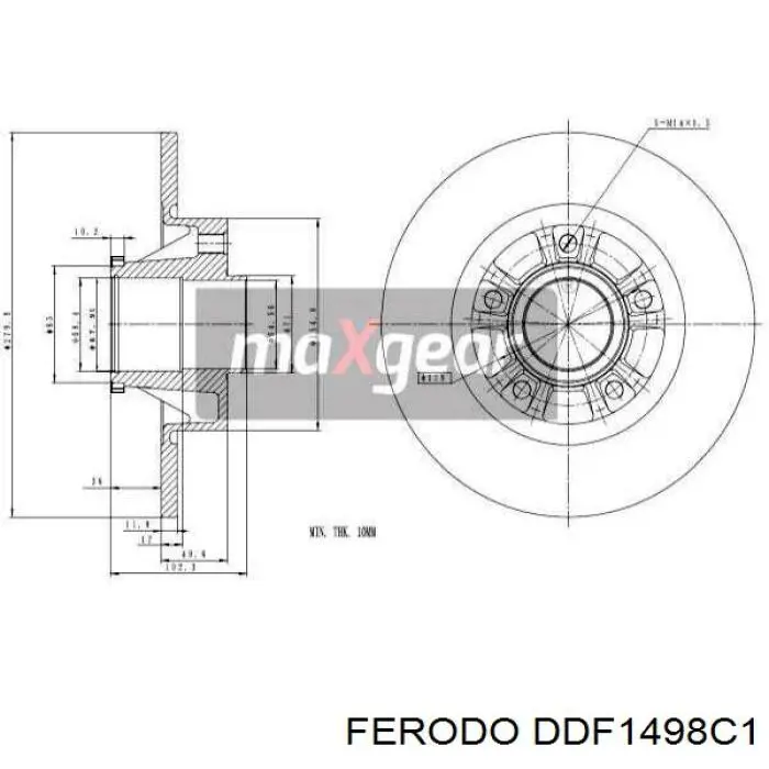 Disco de freno trasero DDF1498C1 Ferodo