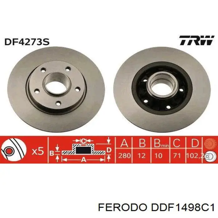 DDF1498C1 Ferodo Freno de disco trasero