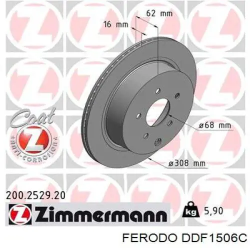 DDF1506C Ferodo Freno de disco trasero