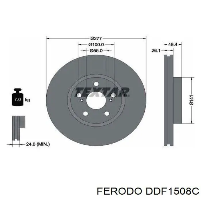 DDF1508C Ferodo freno de disco delantero