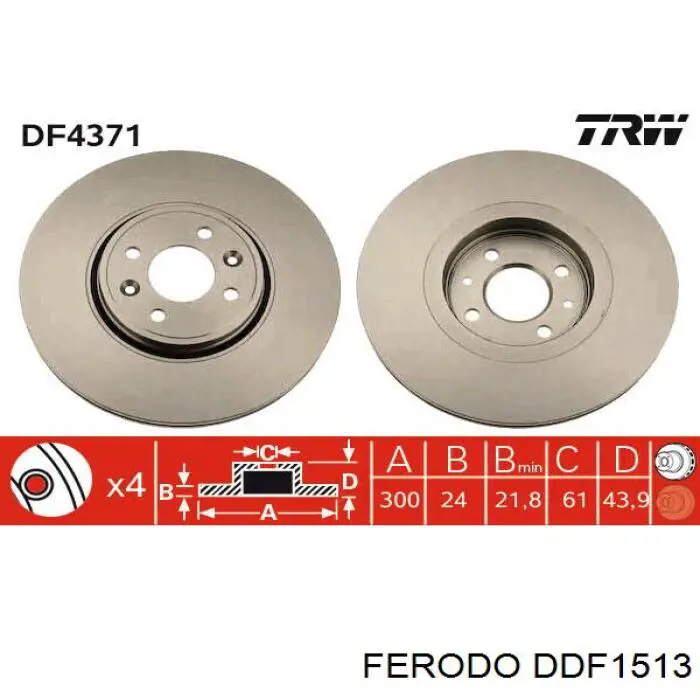 DDF1513 Ferodo disco de freno delantero