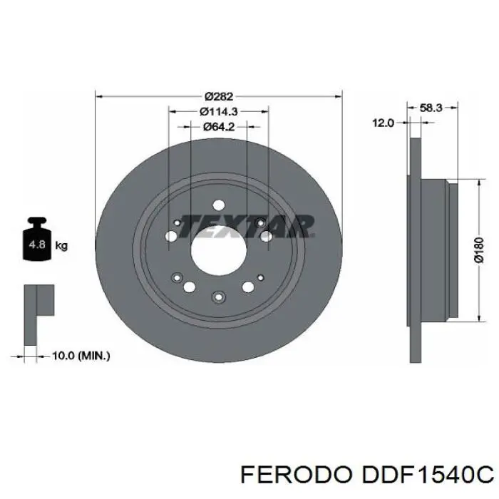 DDF1540C Ferodo disco de freno trasero