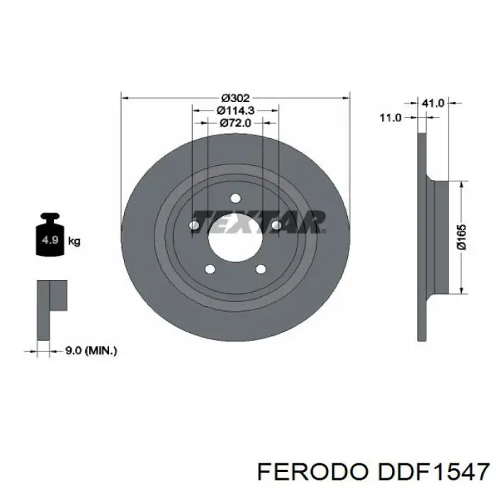 DDF1547 Ferodo disco de freno trasero