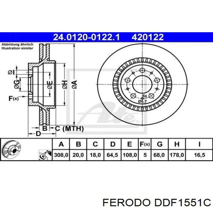 DDF1551C Ferodo disco de freno trasero