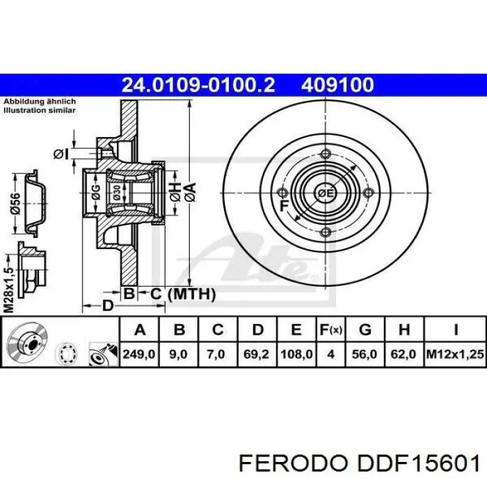 DDF15601 Ferodo disco de freno trasero