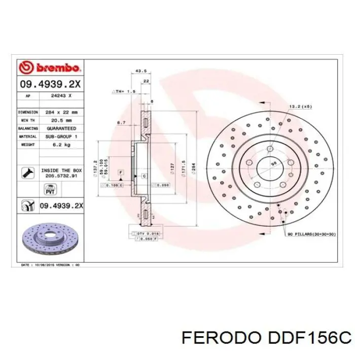 DDF156C Ferodo disco de freno delantero