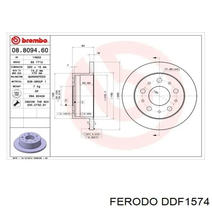 DDF1574 Ferodo disco de freno trasero