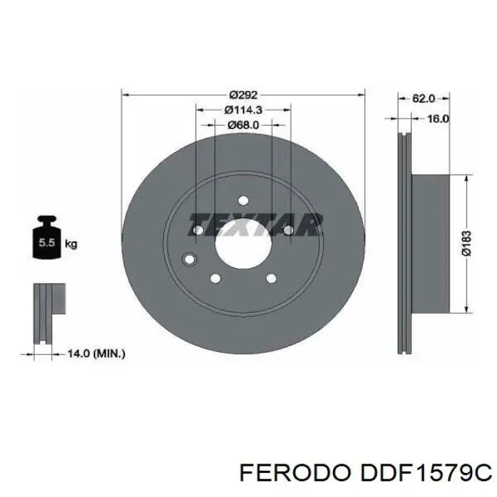 DDF1579C Ferodo disco de freno trasero