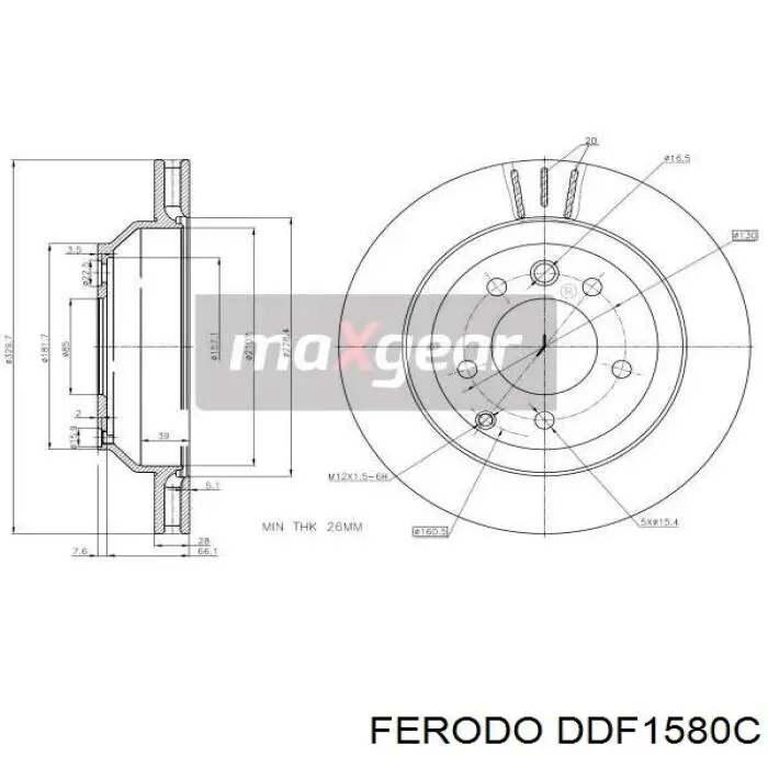 DDF1580C Ferodo disco de freno trasero