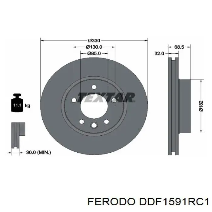 DDF1591RC-1 Ferodo disco de freno delantero
