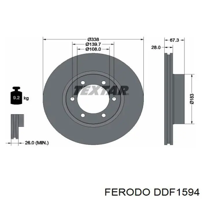 DDF1594 Ferodo disco de freno delantero