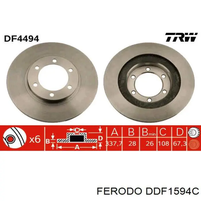 DDF1594C Ferodo disco de freno delantero