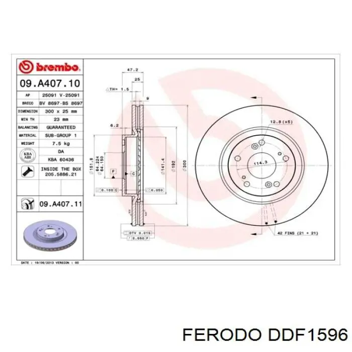 DDF1596 Ferodo freno de disco delantero