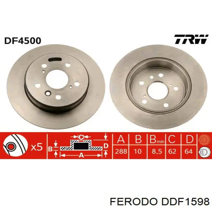 DDF1598 Ferodo disco de freno trasero