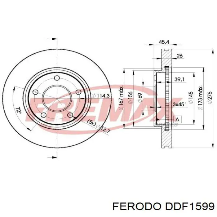 Disco de freno delantero Ferodo DDF1599