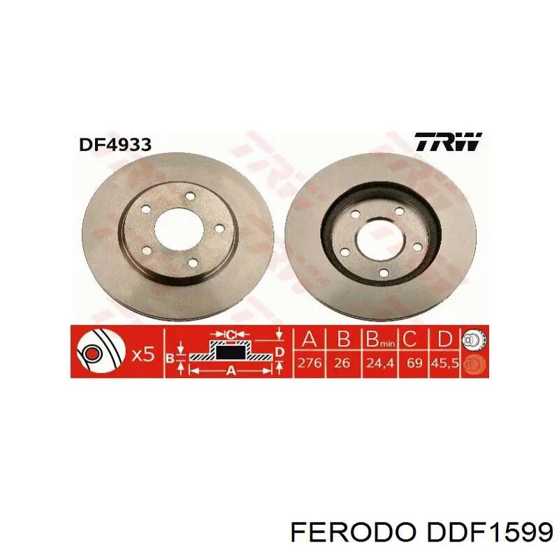 Comprar DDF1599 Ferodo Freno de disco delantero