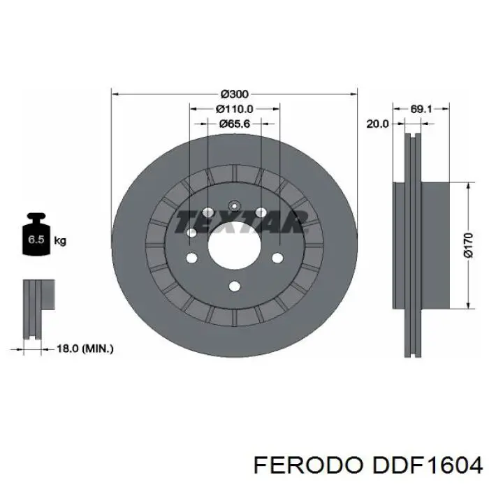 DDF1604 Ferodo disco de freno trasero