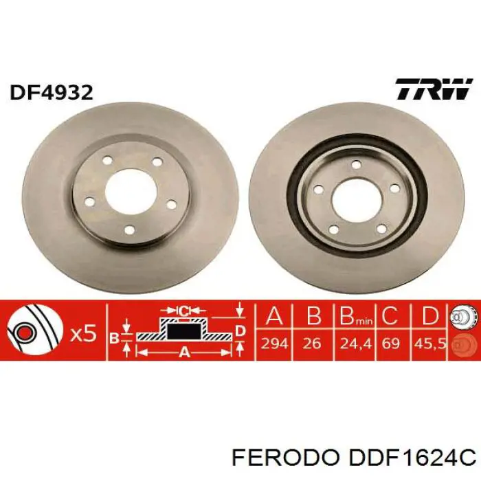 Frenos delanteros Ferodo DDF1624C precio, desde 43,55 EUR