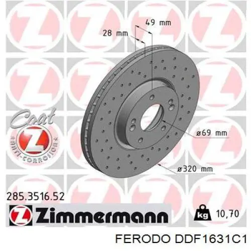 DDF1631C-1 Ferodo disco de freno delantero