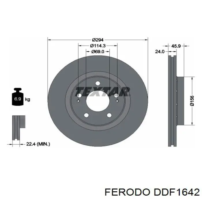 DDF1642 Ferodo disco de freno delantero