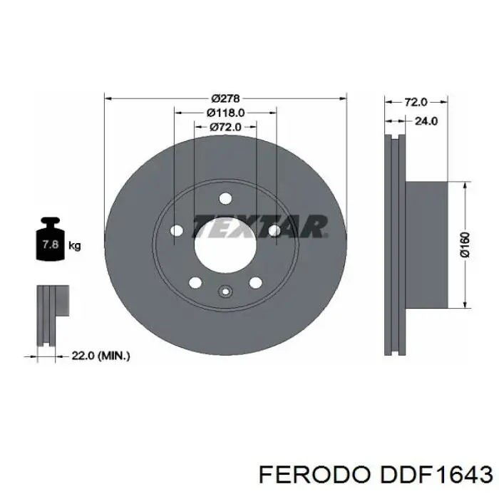 DDF1643 Ferodo disco de freno delantero