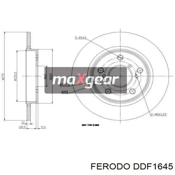 Disco de freno trasero Toyota Auris E15