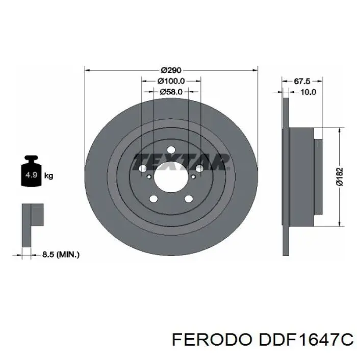 DDF1647C Ferodo disco de freno trasero