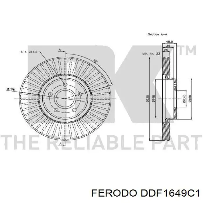 Disco de freno DDF1649C1 Ferodo