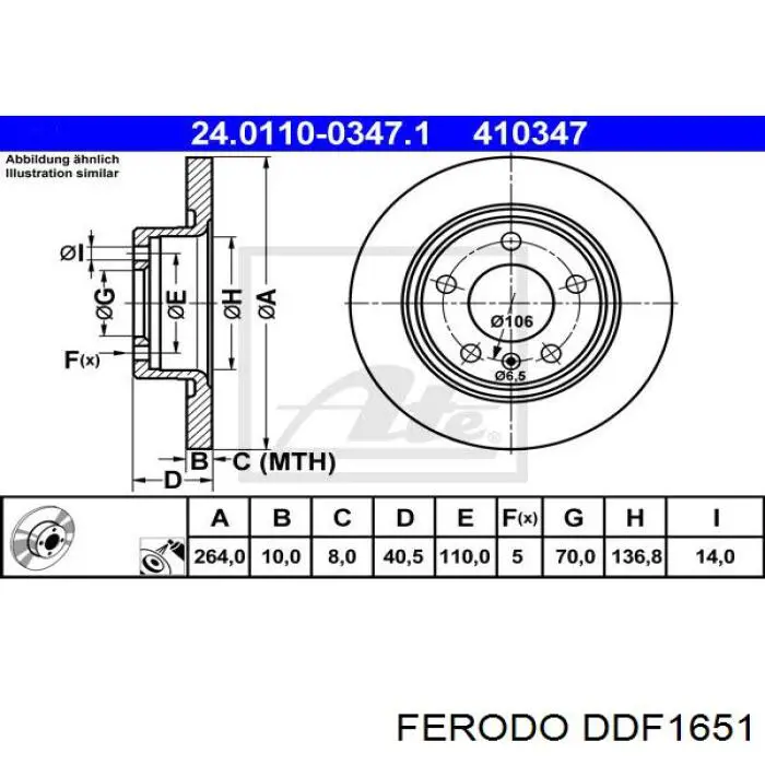 Disco de freno trasero 93169291 Opel