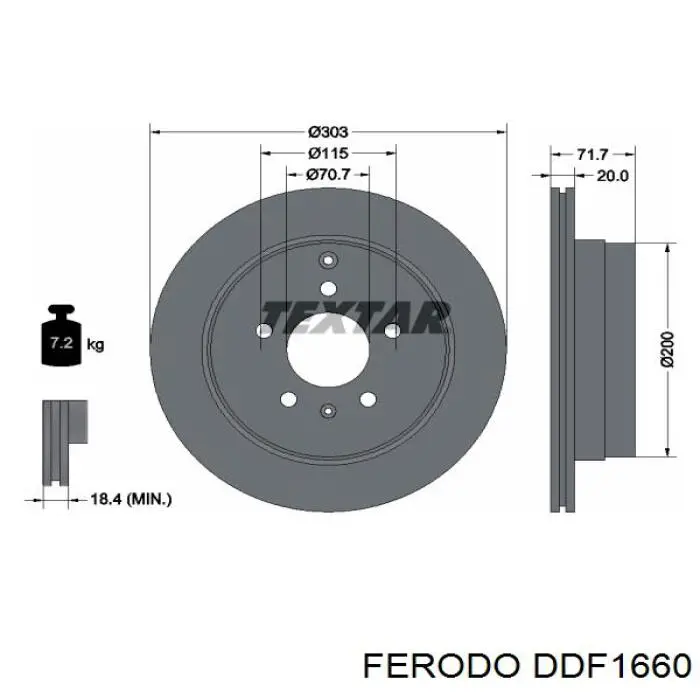 DDF1660 Ferodo disco de freno trasero