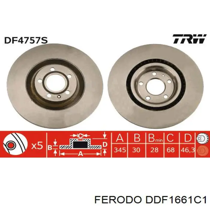 DDF1661C-1 Ferodo disco de freno delantero