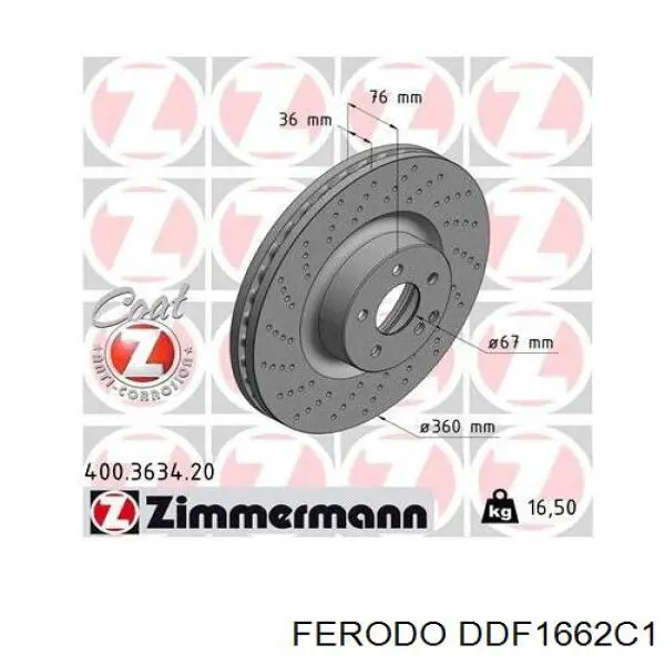 DDF1662C1 Ferodo disco de freno delantero