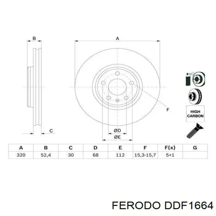 Disco de freno DDF1664 Ferodo