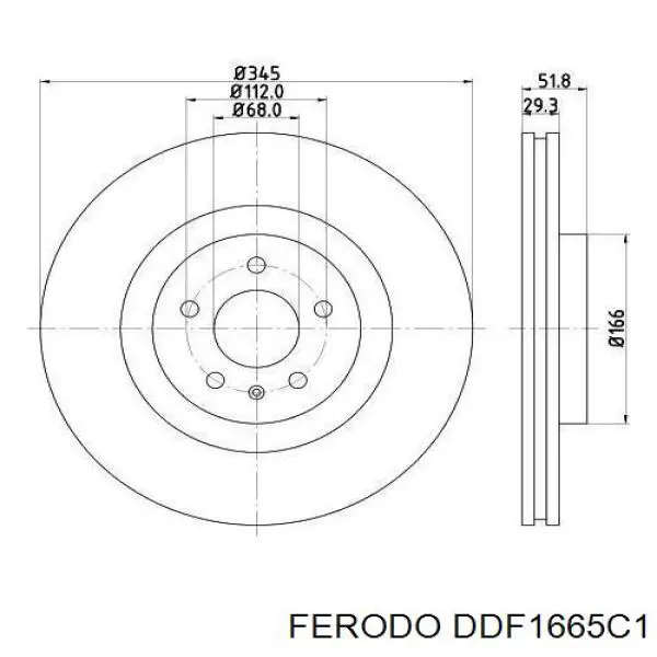 DDF1665C-1 Ferodo freno de disco delantero