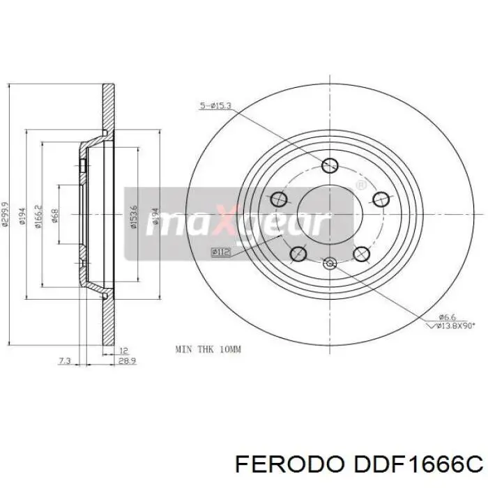 DDF1666C Ferodo disco de freno trasero