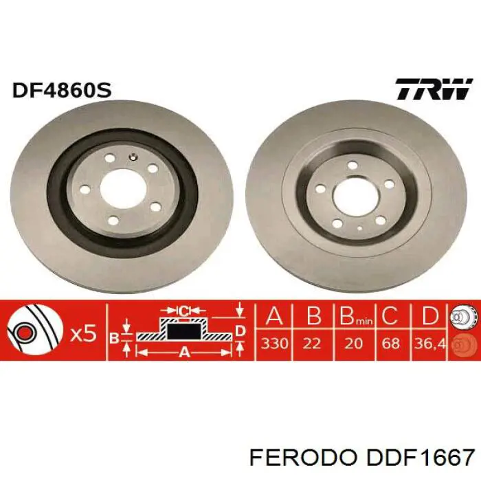 DDF1667 Ferodo disco de freno trasero