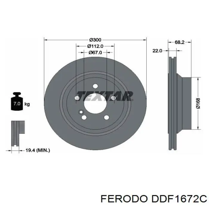 DDF1672C Ferodo disco de freno trasero