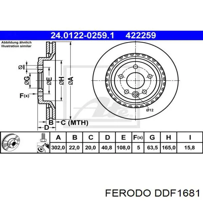 DDF1681 Ferodo disco de freno trasero