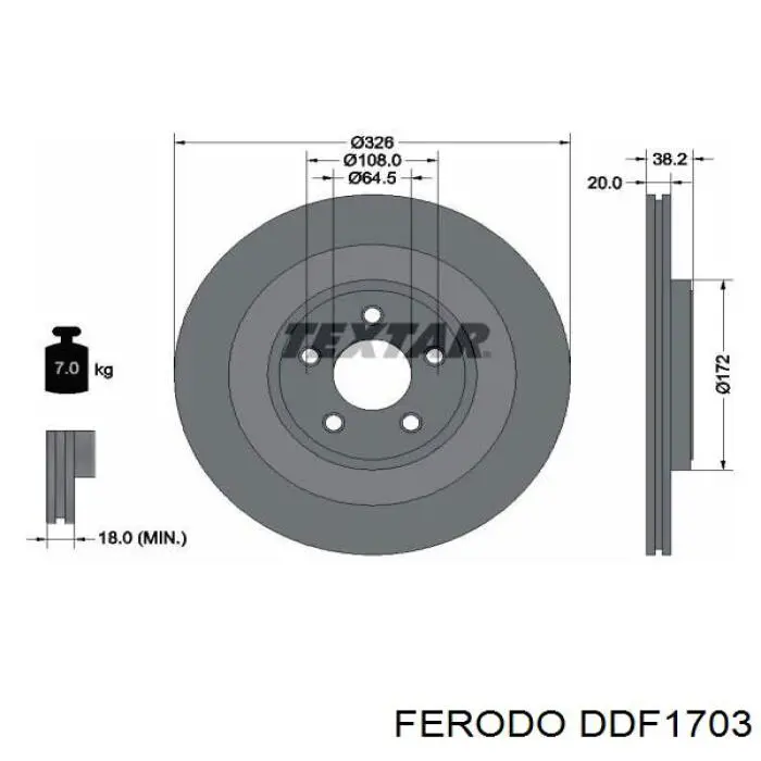 DDF1703 Ferodo disco de freno trasero