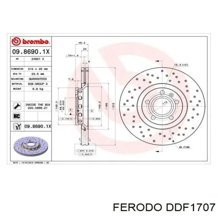 Comprar DDF1707 Ferodo Freno de disco delantero
