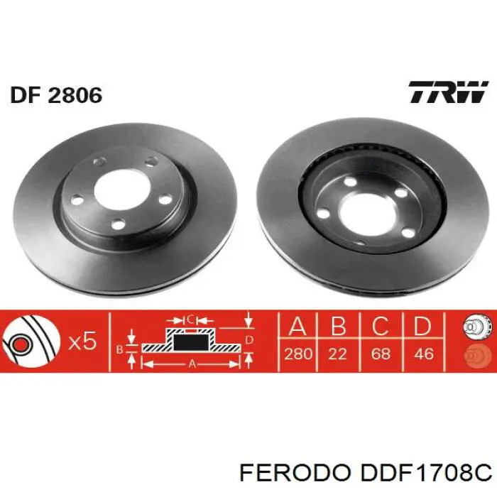 Frenos delanteros Ferodo DDF1708C precio, desde 35,85 EUR